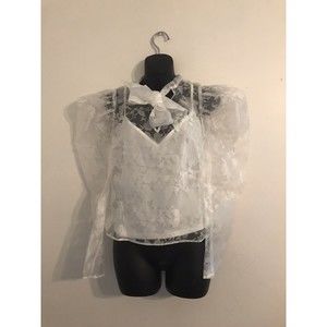 ASOS DESIGN Semi Sheer White Bow Blouse Size 2